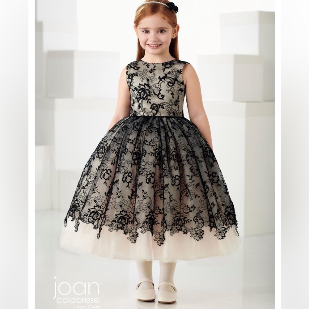 JOAN CALABRESE girls black/petal dress style:  219309 , size 2